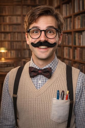 Fake Black Mustaches | Self Adhesive Mustache Set | Easy Peel Mustaches | Costume Mustache | Fake Facial Hair | Novelty Beard Costume Accessory | Theater Costumes Accessories | 12 Count | Black