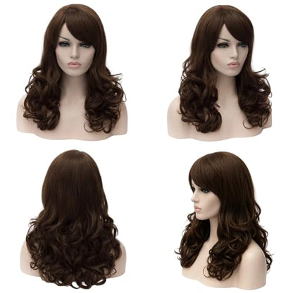 Cying Lin 18" Long Curly Dark Brown Beehive Wig Heat Resistance Fiber Synthetic Hair Party Natrual Wigs Peluca (DARK BROWN) - color: DARK BROWN