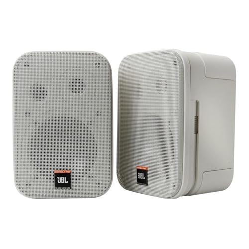 JBL Professional C1PRO-WH High Performance 2-Way, 150 Watt 5.25” Compact Passive Satellite, Bookshelf Speakers, Home Theater, Desktop, Stereo, Commercial, White, Sold as Pair - color: White