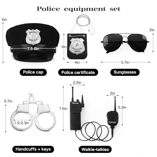 Police Costume Accessories Adjustable Cop Hat for Adults Boys Girls Police Officer Theater Dress Up Theme Party - color: Set-c