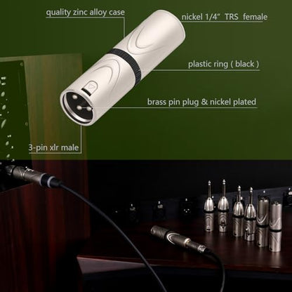 XLR to 1/4 6.35MM Microphone Audio Adapter,1/4" TRS Female to XLR Male Splitter,6.35mm Stereo Female to 3PIN Male Guitar Converter - color: XLR Male to 1/4 TRS Female(D1053)