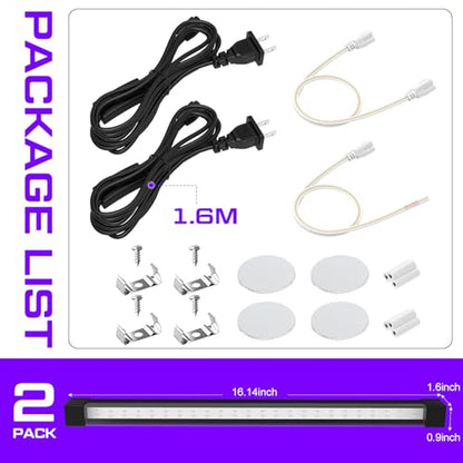365NM UV Black Light Bar, 18W LED Blacklight Strip, 16inch Linkable UV Blacklights with Switch for Uranium Glass & Mineral Display, Glow Party, Halloween,4 Pack - style: 18W-4PACK