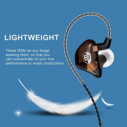 BASN Bsinger BC100 in Ear Monitor Headphones,Brown | Universal Fit Noise Isolating IEM Earphones for Musicians Singers Studio Audiophiles - color: Brown