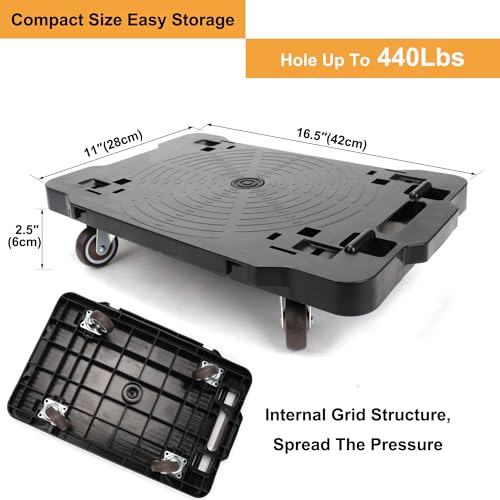 Furniture Moving Dolly,Portable, Heavy-Duty Rollers, Leg Movers for Furniture, 4-Wheel Small Flat Mover, 440 LBS/200KG Capacity,1-Pack Black Plant Dolly Cart - size: Classic