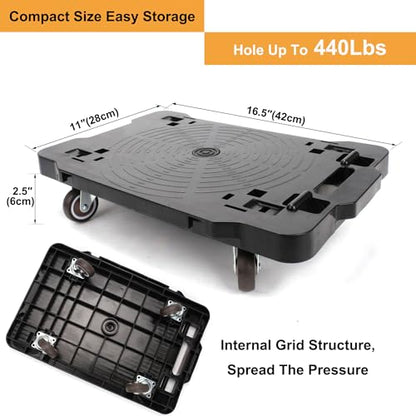 Furniture Moving Dolly,Portable, Heavy-Duty Rollers, Leg Movers for Furniture, 4-Wheel Small Flat Mover, 440 LBS/200KG Capacity,1-Pack Black Plant Dolly Cart - size: Classic