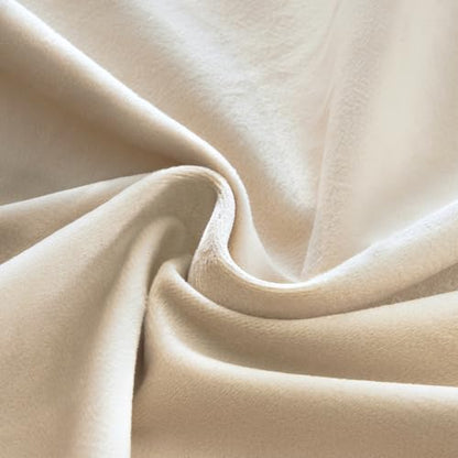 Topfinel 102 Inches Long Custom Blackout Velvet Curtains, Beige Cream Soundproofing Pleated Noise Cancelling Grommet Curtains,Viral Drapes 2 Panels for Living Room Bedroom - color: Beige, size: 52"W x 102"L (Pack of 2)