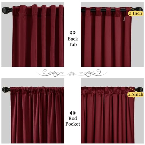 P Pothuiny Burgundy Blackout Velvet Curtains 84 Inches Long 2 Panels - color: Burgundy, size: 52"W x 84"L (Pack of 2)