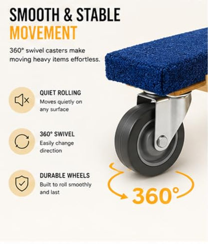 Heavy Duty Furniture Dolly Fully Assembled with Four Wheels- 30" x 18"- 900 Pound Capacity for Easy Moving and Transport