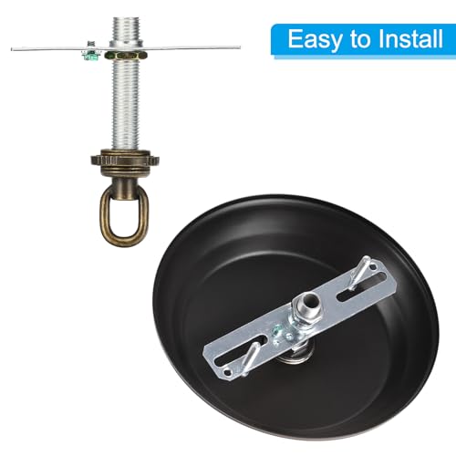 PATIKIL 4" Universal Light Fixture Cross Bar Kit, 1/4 IP Center Ceiling Light Plate Mounting Bracket Canopy Hardware Repair Set with Screw Loop, Bronze - color: Bronze