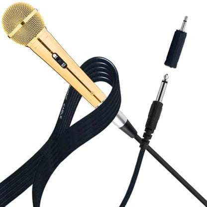 Sparkle Gold Dynamic Vocal Microphone with 10-FT XLR Cable | Cardioid Wired Mic Uses A Brass Coil And Metal Body For Clear Vocals; Glitter Finish Suits Karaoke, Parties And Shows
