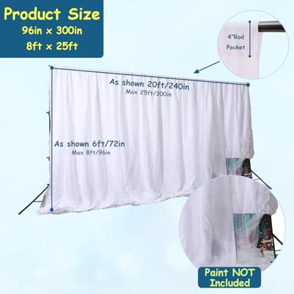 Extra Wide Two Layers One Piece Trade Show Booth Backdrop, White, 25x8ft | Chiffon Tulle & Polyester, Extra Wide Blackout Curtains, Theatrical Backdrops - color: White, size: 96"W x 300"L (Pack of 1)