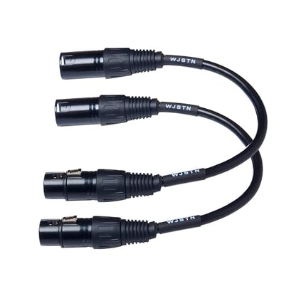 WJSTN XLR Adapter Cable, 5 Pin Male to 5 Pin Female,XLR to XLR Jumper for Mixer, DMX Lightspeed, DMX Controller 2 Pack (6in), black