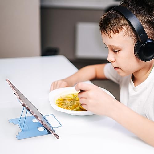 Honagu Metal Desk Book Stand, Adjustable Book Holder, Hands-Free for Reading, Document Holder, Cookbook Stand, Small Bookstands for Music Books, Textbooks, Recipe, Tablet, iPad (Light Blue) - color: Light Blue
