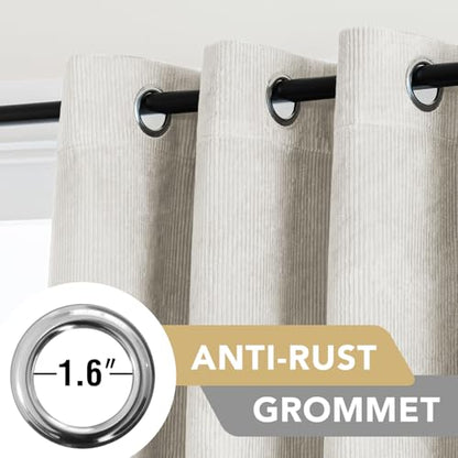 H.VERSAILTEX Velvet 100% Blackout Curtains for Living Room Full Light Blocking Curtains Thermal Insulated Room Window Drapes Soft Luxury Curtains Grommet Top 2 Panels (55" W x 63" L, Natural) - color: Natural, size: 55"W x 63"L (Pack of 2)
