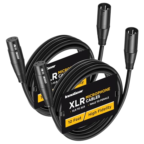 InnoGear 2 Pack 10 Feet XLR Cables Male to Female Microphone Cord, Black - color: Black, size: 10 Feet
