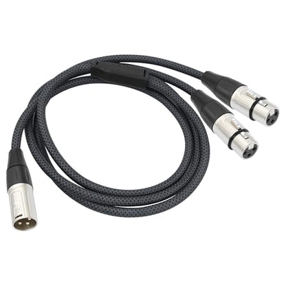 XLR Splitter Cable, Devianl XLR y Splitter 2 Female to 1 Male, Balanced Dual Female to Male Microphone Cord Adapter Combiner, 5 FT - color: 5FT/ 1 Pack