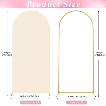 Wokceer 6FT Arch Backdrop Stand and Cover Set,Arch Stand with Beige Cover - color: Beige, size: 6x2.6FT