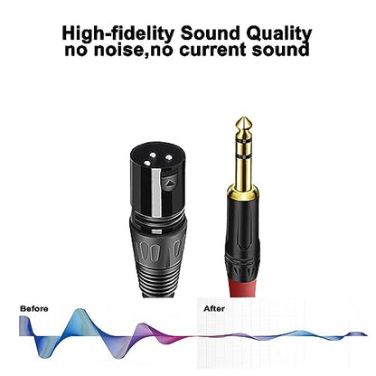 (2PACK/10FT) XLR to 1/4 TRS Stereo Adapter,XLR Male to 1/4 Inch (6.35mm) Balanced Microphone Stereo Audio Converter AdapterCable，3 Pin XLR to Quarter inch TRS Plug Mic Cord for Dynamic Microphone - size: 10Feet