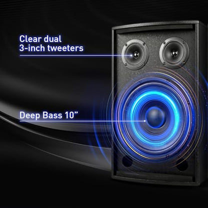 10" Passive Speaker Pair, 800W Peak Power 2-Way Karaoke Speakers, 8 Ohms for Crystal-Clear Vocals, Home Entertainment, DJ, and PA Audio; Requires an Amplifier or Receiver - size: 10 inch