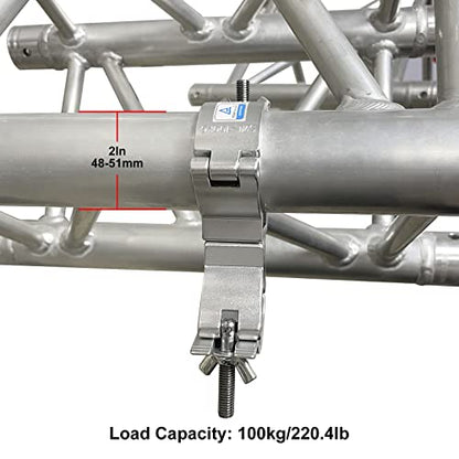 4 Pack Dual Swivel Clamp Turn As Needed Two 360 Degree Clamps, Lighting Truss Swivel Coupler DJ Light Clamps, Fit for 1.88-2 Inch (48-51mm) OD Tube/Pipe, Heavy duty 220lbs, TUV Certificated - color: Silver