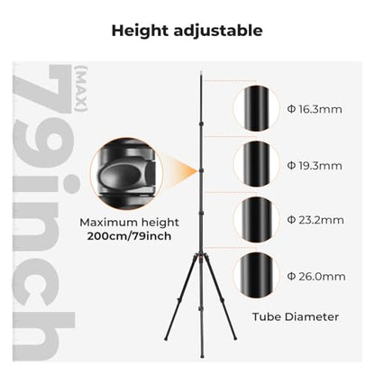K&F CONCEPT Extendable Photography Stand, 6.5ft Aluminum Tripod, 2-Pack | Reversible Portable Studio Lighting Tripod for Strobe Light/Webcams/Cameras with Bag(1-Pack), TL06