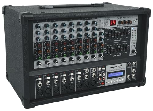 Rockville RSG15.24 Dual 15" 3-Way PA Speaker Pair with RPM109 V2 Mixer | 3000W Peak / 1500W RMS, RPM109 V2 12 Channel Mixer, 7 Band EQ, Effects, USB, 48V, 2 Speakon Cables, 5-Items