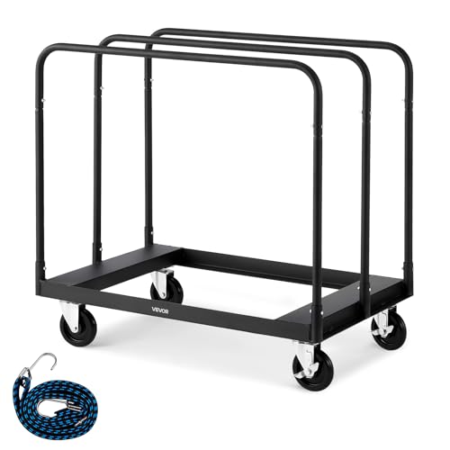 VEVOR Folding Table Cart, Heavy Duty Table Dolly 1800 lbs, Steel Panel Truck Cart with 5 inch Swivel Casters, Lumber Drywall Dolly with Straps for Party Events, Hotel, Factory, Warehouse - style: 1800 LBS