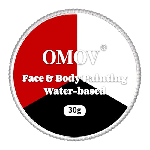 Clown Black White Red Face Paint (1oz) Non-Toxic,Water Based Professional 3 in1 Body Paint, Halloween Makeup Kit Face Paint Vampire, Devil , Cosplay Costume Joker SFX Zombie Face Painting Makeup - color: Black White Red-30g