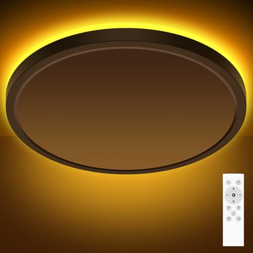 zemty 19 Inch LED Ceiling Lights with Night Light 1800K, 36W 3600lm Light Fixtures with Remote Control, 3000K-6500K Adjustable, Dimmable Low Profile Ceiling Lamp for Bedroom Dining Room Kitchen-White - color: White, size: 19in-1Pack