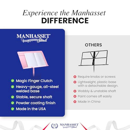 Manhasset Music Stand For Sheet Music - 48 Symphony Model Glossy Pink - 4801PNK - Long Lasting, Durable Manhasset Stand - Adjustable Height - 20" by 12 - color: Pink, Glossy, size: Pack of 1