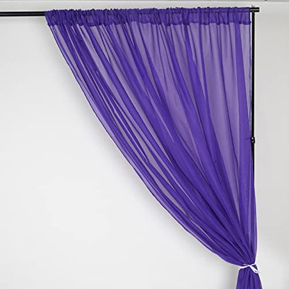 TABLECLOTHSFACTORY 10FT Premium Fire Retardant Purple Sheer Voil Curtain Panel Backdrop - Premium Collection - color: Purple, size: 120"W x 120"L (Pack of 1)