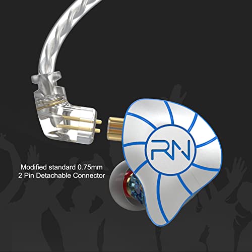 RevoNext in Ear Headphones 4BA+1DD 5 Drivers IEM Earphones HiFi Wired Earphones with Microphone 3.5mm Audio Plug 2 Pin Detachable Cable Gaming Headphones, White - color: White