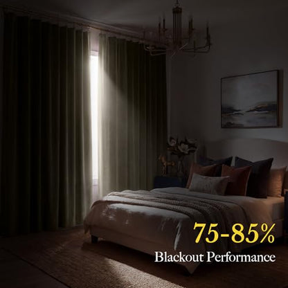 RYB HOME Beige Velvet Curtains 84 inches Long for Bedroom Farmhouse | Thermal Insulated, Room Darkening, UV Privacy Block, With Hook Belt, Back Tab, Living Dining Room, W52 x L84, 2 Panels - color: Beige, size: 52"W x 84"L (Pack of 2)