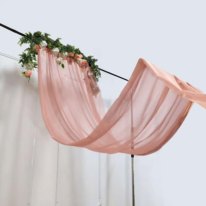 Tableclothsfactory Dusty Rose Sheer Premium Chiffon Curtain Panel Backdrop Drapery with Rod Pockets | 5ft x14ft - color: Dusty Rose, size: 5ftx14ft