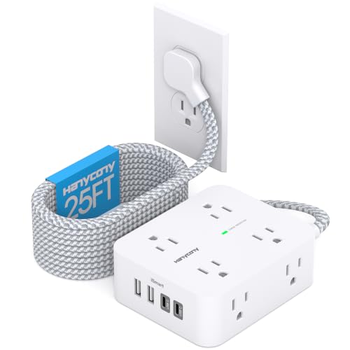 25 Ft Extension Cord with Multiple Outlets, Surge Protector Power Strip - size: 25 Ft