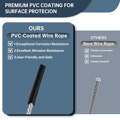 2-Pack 2ft Stainless Steel Safety Security Cables with 1/8" Diameter, Black - size: 1/8x2ft
