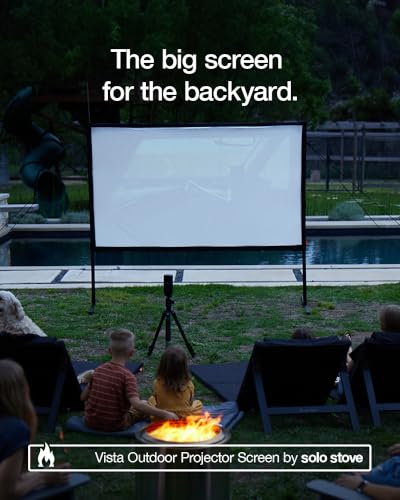 Solo Stove Vista Outdoor Projector Screen with Stand | Height: 76.25 in Width: 90.15 in, Screen Height: 49 in, Weight: 15.65 lbs, Materials: Aluminum, Plastic