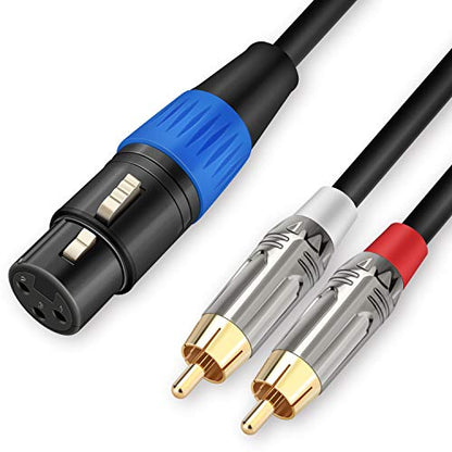 JOLGOO Unbalanced XLR Female to Dual RCA Y Splitter Breakout Cable, 1 XLR Female to 2 RCA Male Y Breakout Cable Adapter Cord, 3.3 Feet - size: 3.3 Feet, style: XLR Female to Dual RCA Male