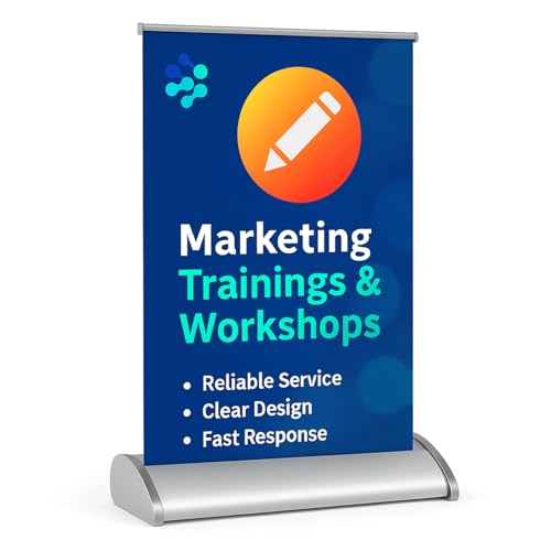 Custom Table Top Retractable Banner (11.5" × 17.5") – Mini Roll Up Display with Aluminum Stand, Portable Small Pop Up Banner for Countertops, Events & Promotions - size: 11.5" × 17.5"