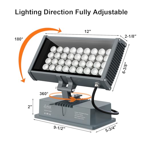 144W LED Linkable Wall Washer Light with RF Control, 14400LM RGBW 5700K Color Changing LED Flood Lights AC120V Spotlight Bar for Indoor Outdoor Lighting, Casinos, Weddings, Parties, Wall, Landscape