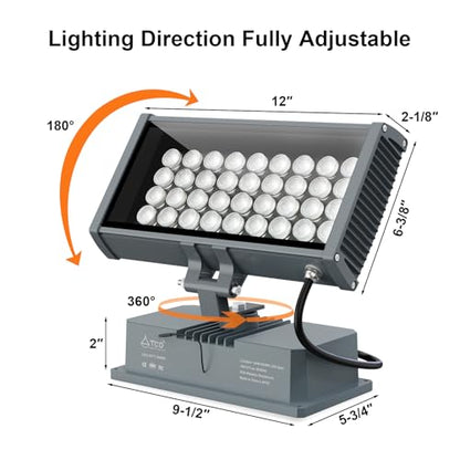 144W LED Linkable Wall Washer Light with RF Control, 14400LM RGBW 5700K Color Changing LED Flood Lights AC120V Spotlight Bar for Indoor Outdoor Lighting, Casinos, Weddings, Parties, Wall, Landscape