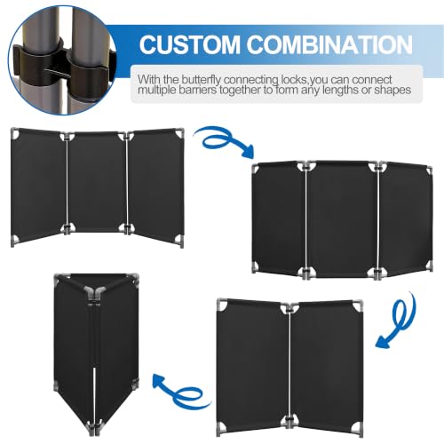 RELIANCER 3-Panel Safety Barricade,5.8FT Foldable Security Sign Barrier Gate,Safety Warning Barricade Fence,Traffic Barricades,Outdoor Crowd Control Barriers,Hazardous Area Driveway Isolation Gate - color: Black