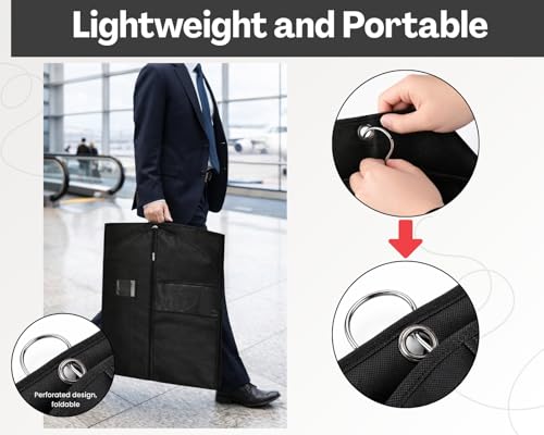 DS. DISTINCTIVE STYLE 2Pcs Dress Bags for Gowns, 60x24 In Long Dress Garment Bag with Clear Window, Garment Bag for Long Dress, Women's Coats, Formal Gowns, Evening Dresses (Black)