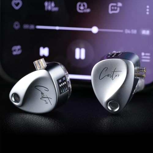 KZ Castor IEM Earphones Wired Earbuds,2DD Tuning Adjustable in Ear Monitor Headphones Dual-Driver Supper Bass Wired Headphones, Harman Target Version Monitor Headphones - color: Silver, style: with Mic