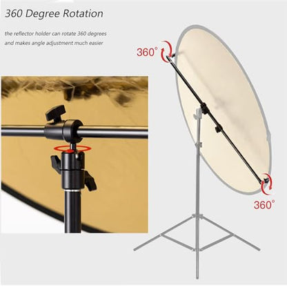 Extendable Reflector Holder Arm with 78.7"/2m Tripod Light Stand, Photo Telescopic 25.5" to 47.2" Boom Arm 360° Swivel Reflector Bracket for Product Portrait Studio Outdoor Photography - style: Reflector Holder w/Stand