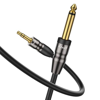J&D 3.5mm to 6.35mm Stereo Audio Cable 6.5 Feet, 1/8 to 1/4 Cable, 3.5mm TRS Male to 1/4 Male Mono Interconnect Stereo Aux Jack Adapter Cable for Guitar, Bass, Home Theater Devices, Speaker - size: 6.5 Feet (1 Pack)