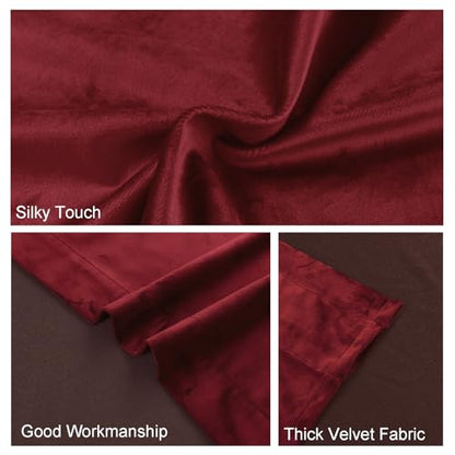 JIUZHEN Red Velvet Blackout Curtains 42W x 63L 2 Panels with Tiebacks - color: Wine Red, size: 42"W x 63"L (Pack of 2)