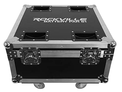 Rockville Battery PAR Pack 61 V2 White 8 Rechargeable RGBWA+UV Wash Lights | Includes Charging Case with Wheels, 6x 6W LEDs, DMX Controls, IR Remote, 15-Hour Battery Life, Sound-Activated, Strobe - color: White