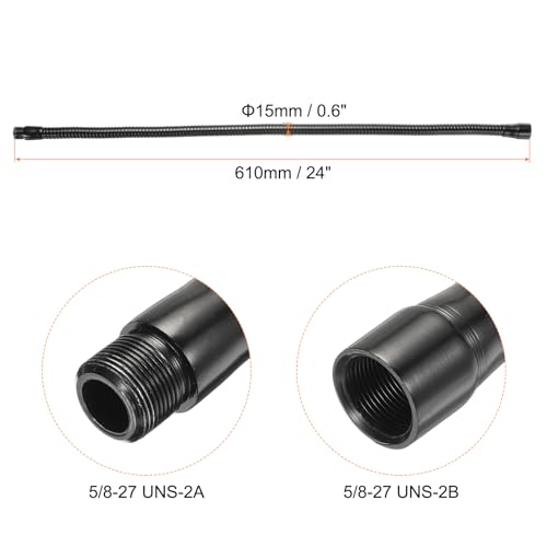 PATIKIL 24" Microphone Gooseneck, 1Pcs 5/8"-27 Thread Metal Universal Hose Flexible Arm Gooseneck Tube Extension for Multifunction DIY, Black - color: Black, size: 24"