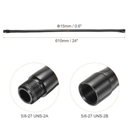 PATIKIL 24" Microphone Gooseneck, 1Pcs 5/8"-27 Thread Metal Universal Hose Flexible Arm Gooseneck Tube Extension for Multifunction DIY, Black - color: Black, size: 24"